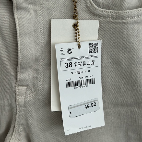 Zara Off White Super Stretch Skinny Jeans Size 6 NWT - Picture 6 of 8